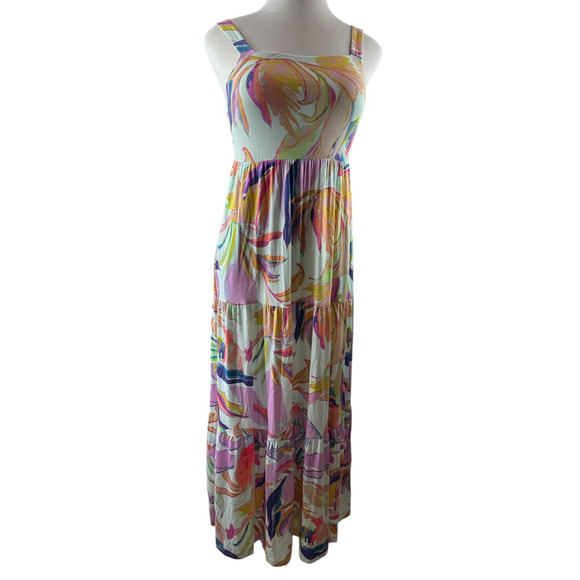 Soma Wknd Soft Jersey Trapeze Maxi Bra Dress Tiered in Fresh Tropical Medium - Picture 6 of 16